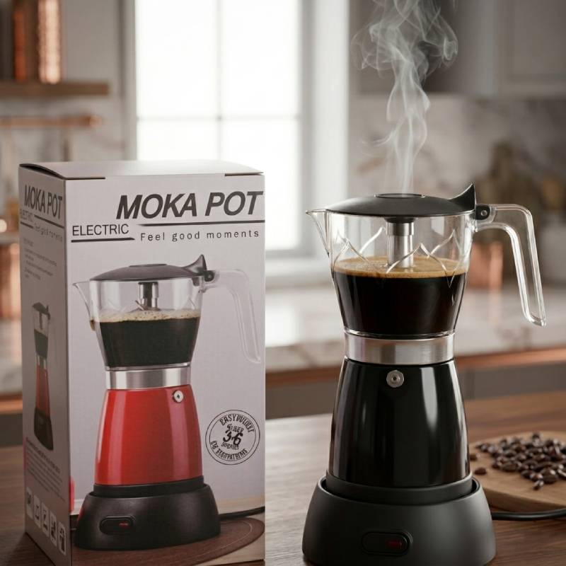 ماكينة تحضير الإسبريسو الكهربائية (Moka Pot) – قهوة إيطالية أصلية بضغطة زر