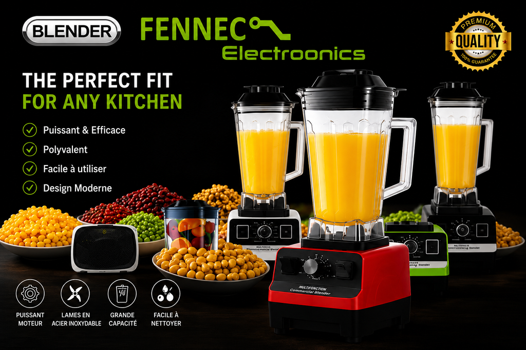 خلاط كهربائي احترافي FENNEC – أداء قوي لتحضير العصائر، السموذي والطحن بكل سهولة