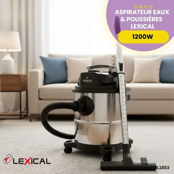 � مكنسة كهربائية Lexical للتنظيف الجاف والرطب 1200 واط — قوة شفط عالية لكل أنحاء المنزل